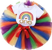 1e Verjaardag cakesmash set Rainbow Colours 2-delig - eerste verjaardag - cakesmash - kinderkleding - regenboog