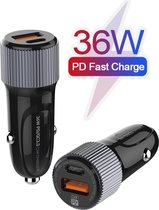 Autolader – Qualcom 3.0 - 30W - USB-C met PD (power delivery) Snel Laden - Geschikt voor Smartphones / Tablets en Smartphones