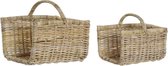 Houtblok standaard DKD Home Decor Rotan Cottage (2 pcs)
