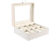 Doos-Juwelenkistje DKD Home Decor Beige Linnen (22.5 x 19.5 x 9 cm)