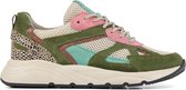 Lina Locchi Sneakers Dames - Lage sneakers / Damesschoenen - Leer - L1104      -  Groen combi - Maat 37