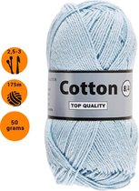 Lammy yarns Cotton eight 8/4 dun katoen garen - licht blauw (050) - pendikte 2,5 a 3mm - 1 bol van 50 gram