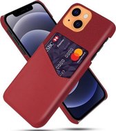 Doektextuur PC + PU-lederen achterkant Schokbestendig hoesje met kaartsleuf voor iPhone 13 (rood)