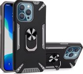 PC + TPU-beschermhoes met 360 graden draaibare ringhouder voor iPhone 13 Pro (grijs)