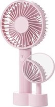 P8 Afneembare draagbare oplaadventilator met make-upspiegel (roze)
