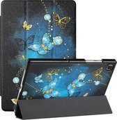 Voor Samsung Galaxy Tab A7 (2020) / T500 / T505 Zijdetextuur Gekleurd tekenpatroon Horizontale flip magnetische PU-lederen hoes met drievoudige houder en slaap- / wekfunctie (diamantvlinder)