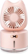 BD-MM1 Cat Shape Household Desktop Oplaadbare Spray Luchtbevochtiger Ventilator (roze)