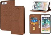 Geweven textuur stiksels magnetische horizontale flip PU lederen tas met houder & kaartsleuven & portemonnee & lanyard voor iPhone 8 Plus/7 Plus (bruin)