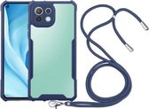 Voor Xiaomi Mi 11 Lite acryl + kleur TPU schokbestendig hoesje met nekkoord (donkerblauw)