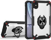 Matte TPU + PC magnetische schokbestendige hoes met ringhouder voor iPhone X / XS (zwart)