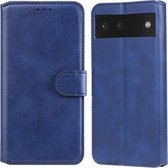 Klassieke kalfstextuur PU + TPU horizontale flip-lederen hoes met houder en kaartsleuven en portemonnee voor Google Pixel 6 (blauw)