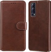 Klassieke Kalf Textuur PU + TPU Horizontale Flip Leren Case met Houder & Kaartsleuven & Portemonnee Voor Vivo Y72 5G (Bruin)