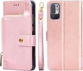 Ritstas PU + TPU Horizontale Flip Leather Case met Houder & Kaartsleuf & Portemonnee & Lanyard Voor Xiaomi Redmi Note 10 5G (Rose Gold)