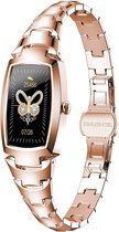 DrPhone Ladies D2 - Luxe Sieraad Smartwatch - Touchscreen - Kleurendisplay - Horloge voor Vrouwen - Slimme Watch - Rose Goud