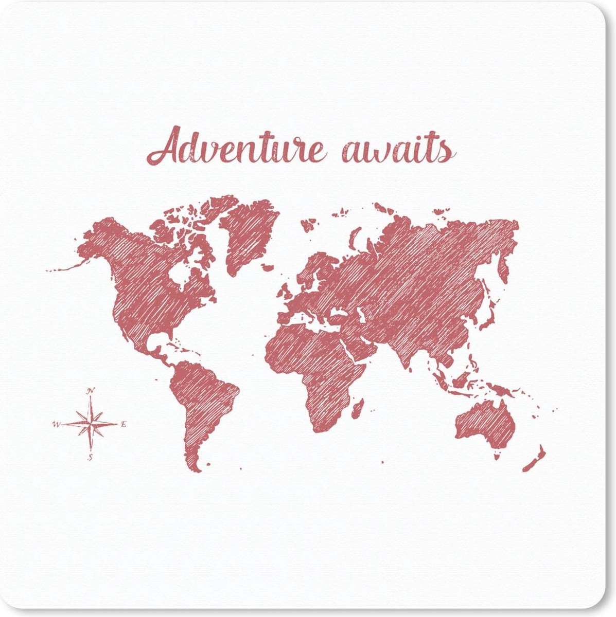 Muismat 30x30 cm - Mousepad Wereldkaart - Rode - Quote - Muismatten