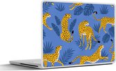 Laptop sticker - 10.1 inch - Patronen - Panter - Blauw - 25x18cm - Laptopstickers - Laptop skin - Cover