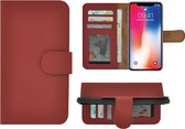 iPhone X Hoesje Leer - Bookcase - iPhone Xs Book Case Wallet Echt Leer Rood Cover