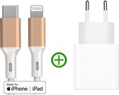 Snellader 20W met Rich Gold edition USB-C naar Lightning Kabel 1m - Geschikt voor Apple iPhone - iPad - MFi Gecertificeerd