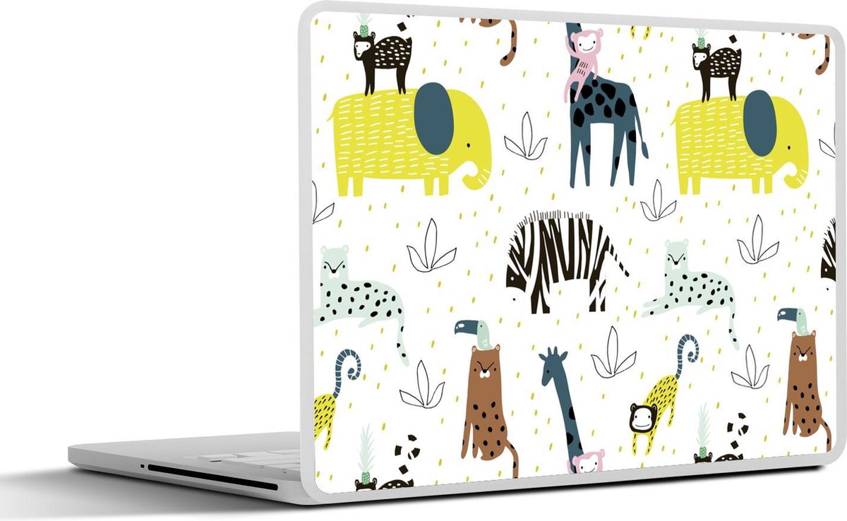 Laptop sticker - 11.6 inch - Dieren - Jungle - Pastel - Kinderen - 30x21cm - Laptopstickers - Laptop skin - Cover