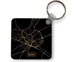 Sleutelhanger - Uitdeelcadeautjes - Kaart - Gent - Goud - Zwart - Plastic