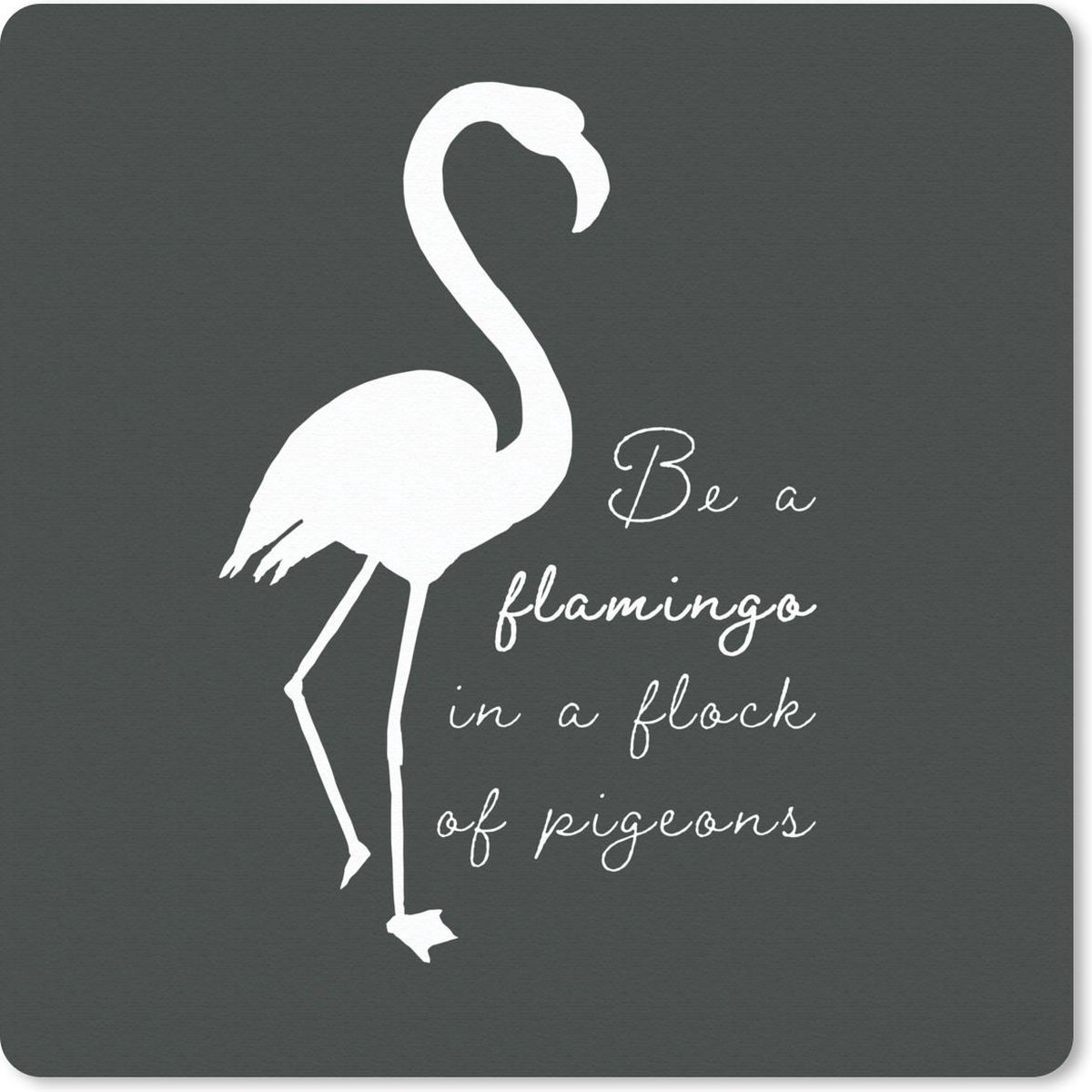 Muismat 30x30 cm - Mousepad Flamingo - Silhouette - Letters - Quotes - Muismatten