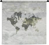 Tapisserie - Tapisserie - Wereldkaart - Bloem - Grijs - 60x60 cm - Tapisserie