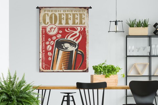 Tapisserie - Tapisserie - Café - Vintage - Assiette - Coffee - 120x160 cm - Tapisserie