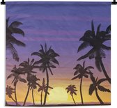 Tenture murale - Tissu mural - Soleil - Palmier - Mer - 60x60 cm - Tapisserie