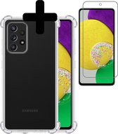 Samsung A52s Hoesje Transparant Met Screenprotector Shockproof - Samsung Galaxy A52s Case - Shockproof Samsung A52s Hoes Met Screenprotector - Transparant