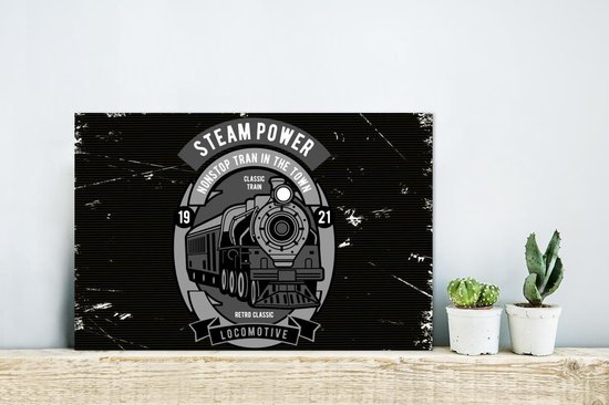 Décoration murale Métal - Aluminium Peinture Industrielle - Train - Vintage - Dessin - 30x20 cm - Dibond - Photo sur aluminium - Décoration murale industrielle - Pour le salon / chambre