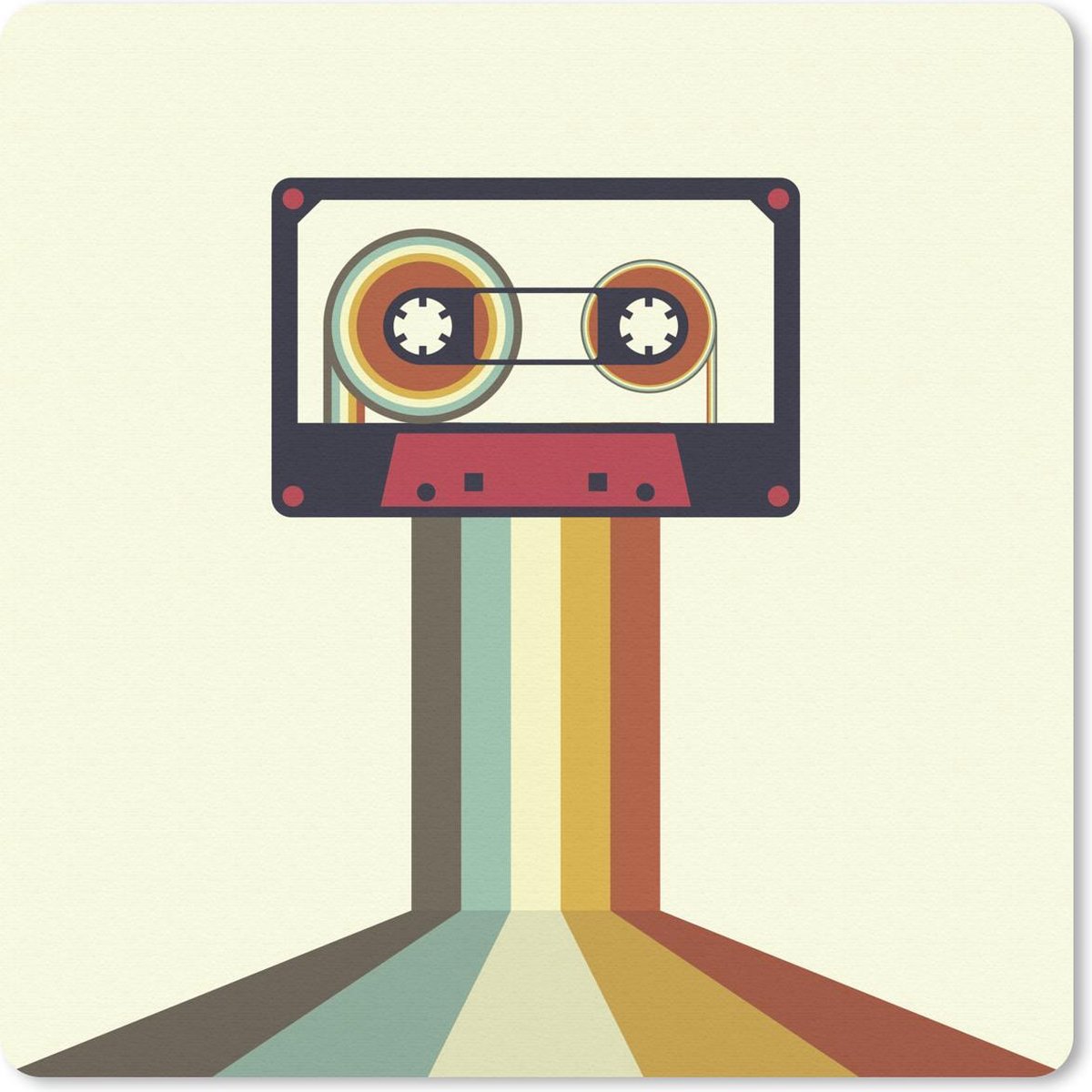 Muismat 30x30 cm - Mousepad Cassette - Vintage - Kleuren - Illustratie - Muismatten