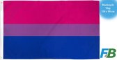 F4B Bi Vlag | 150x90 cm | Pride Vlag | LHBTIQ+ | Gay Pride | Bisexual Flag | Biseksueel Vlag | 100% Polyester | Messing Ogen | Weerbestendig