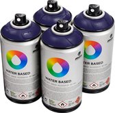 MTN Paarse waterbasis spuitverf - Dioxazine Purple Dark - 4 stuks - 300ml lage druk en matte afwerking