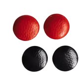 Oorbellen set- Leer-zilver- rood- zwart- steker- 1 cm-Charme Bijoux