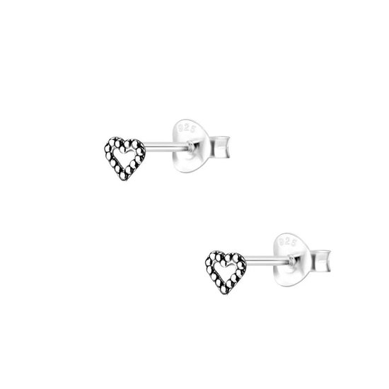 Heart dots studs oxidized | Studs | Hartje | Geoxideerd | Oorknoppen | Dames oorbellen | 925 sterling  zilver