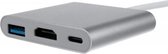 usb c naar hdmi adapter - 4K 30Hz - usb a en usb c opladen - 3 in 1 hub - type c to hdmi, usb 3.0 & type-c fast charging - Geschikt voor o.a. Apple Macbook - IMAC - Dell - Surface
