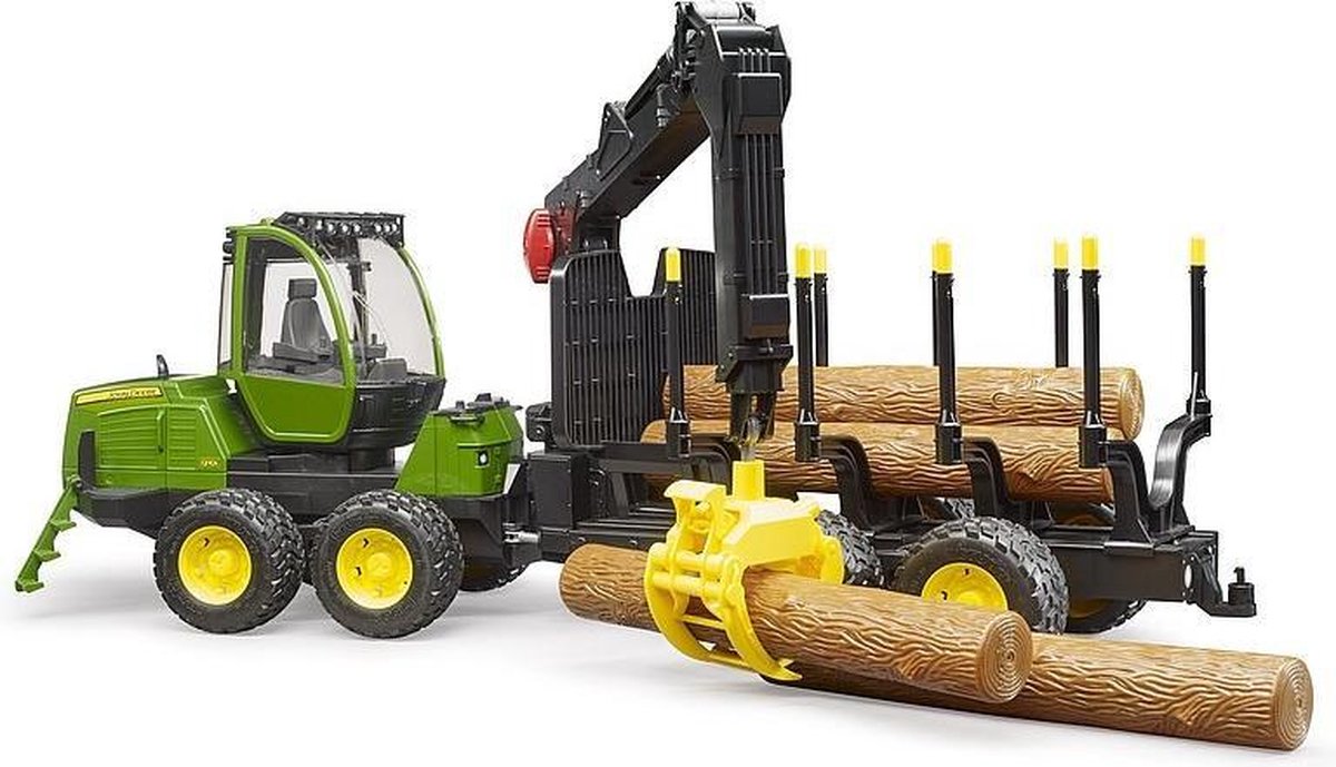 bruder John Deere 1210E Forwarder met vier boomstammen en grijper modelvoertuig thumbnail 3
