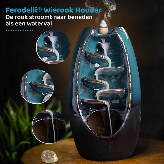 Ferodelli Wierook Houder - Wierook Waterval - Inclusief 100 Kegels - Populair - Ferodelli