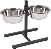 Voederbakken | Roestvrijstaal | 2800 ml | 2 Stuks | Honden/Katten | Verstelbaar | Zilver | 55x28x10 Cm