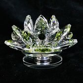 Fleur de lotus en cristal sur platine de luxe couleurs vertes de qualité supérieure 15x8x15cm fait à la main Véritable artisanat.