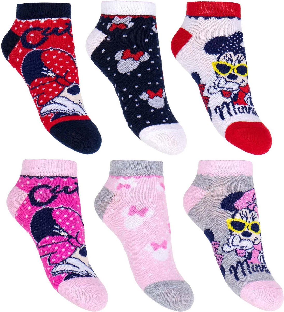 6 pack minnie mouse enkel sokken Maat 27/30