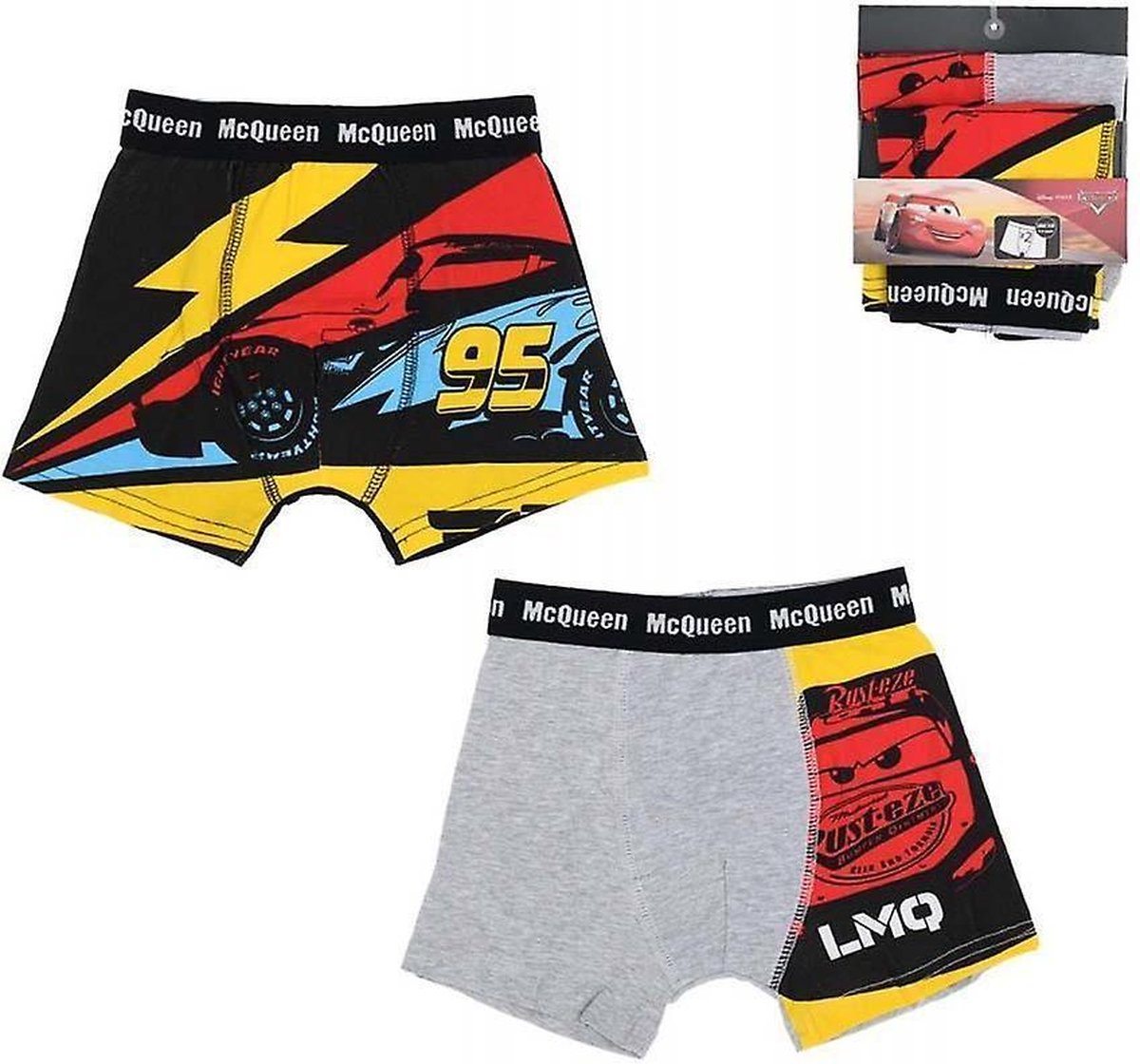 2 stuks Boxershort Disney Cars- jongens- maat 116/122