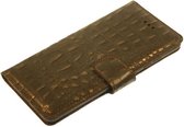Made-NL vier pasjes (Samsung Galaxy S10) book case Bruin Zwart goud Krokodillenprint leer schijfmagneet