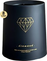 Buvel Prullenbak - Afvalbak - Papierbak - Vuilbak - Zwart - Goud - 8ltr Diamant