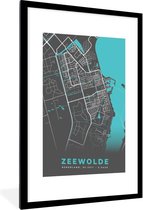 Poster met lijst Plattegrond - Zeewolde - Grijs - Blauw - 60x90 cm - Stadskaart