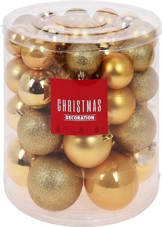 Christmas Decoration Kerstballenset - 44 Stuks Plastic - Goud