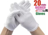 20 Stuks Witte katoenen Handschoen Maat XL, 10 Paar Witte katoenen Handschoen – 10PCS White Gloves 5 Pairs Soft Cotton Gloves Coin Jewelry Silver Inspection Gloves Stretchable Lini