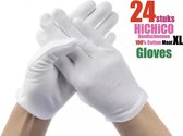 24 Stuks 100% katoenen Handschoen Maat XL, 24PCS White Gloves 12 Pairs Soft Cotton Gloves Coin Jewelry Silver Inspection Gloves Stretchable Lining Glove - Handschoenen Cotton Maat XL