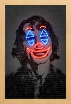 JUNIQE - Poster in houten lijst Neon Joker -30x45 /Grijs & Rood