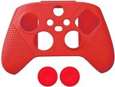 Siliconen bescherming hoesje Geschikt voor: Xbox One S / X - Game Controller case (rood) + Thump grips